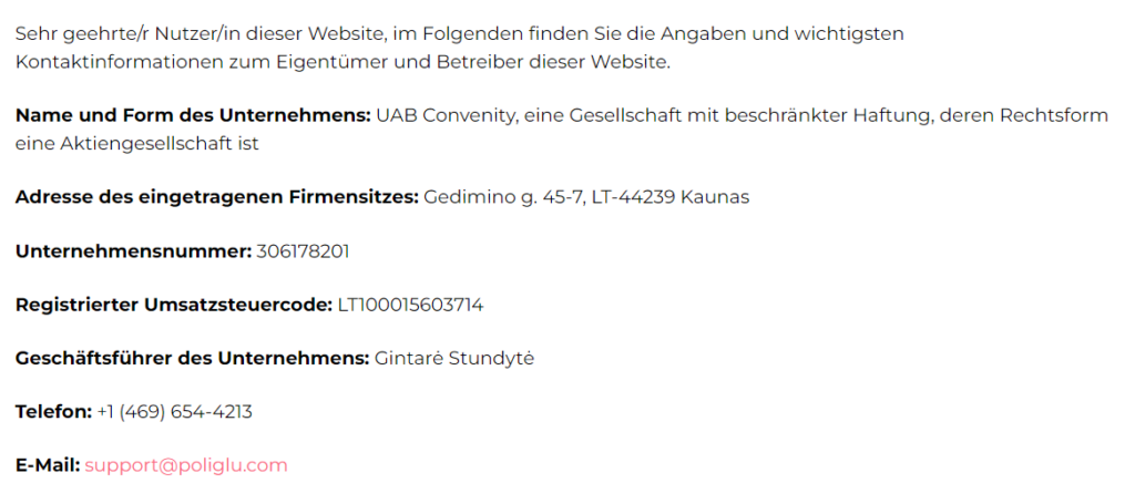 Poliglu impressum